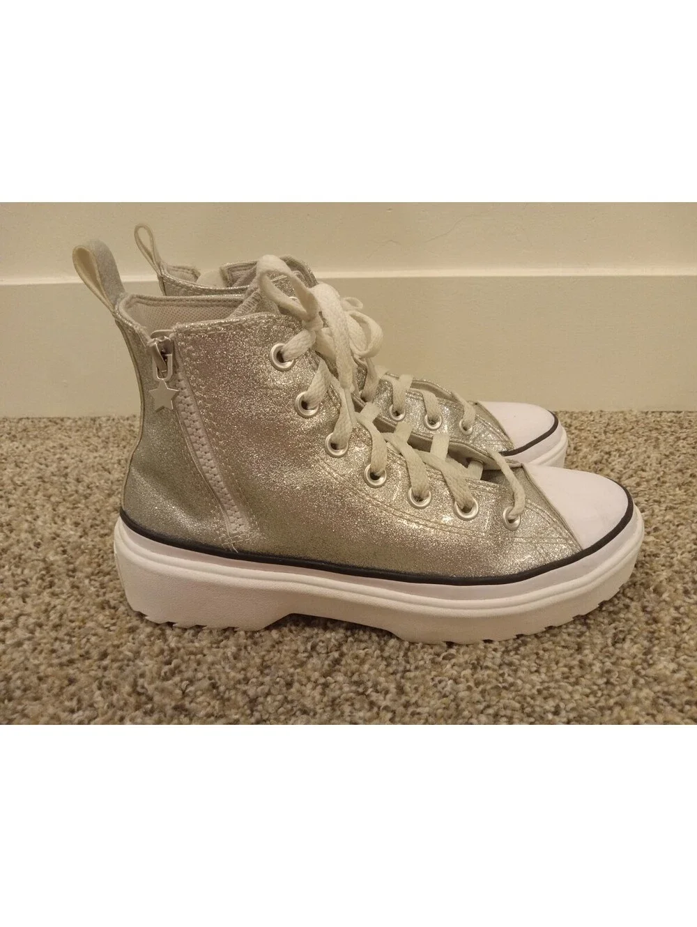Converse Chuck Taylor Lugged Lift Glitter High Top Platform Sneakers Girl's 5.5